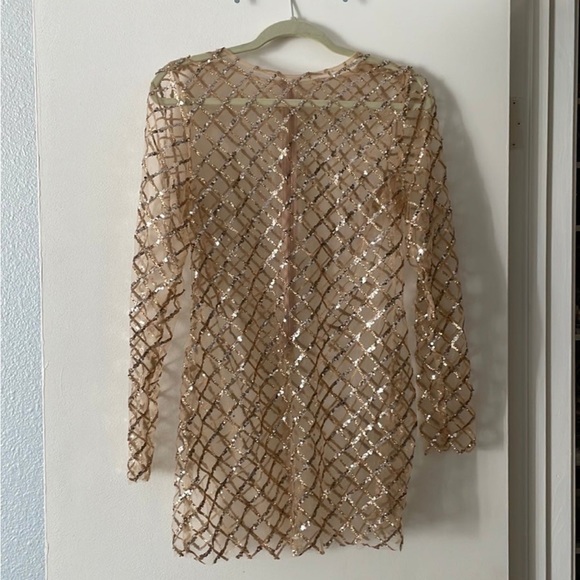 Wildfox rose gold sequin mesh mini dress - Picture 1 of 2